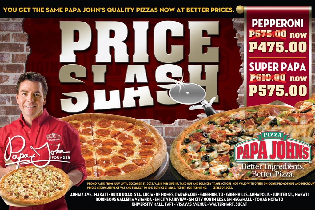 Papa johns prices large pizza About Papa John's Pizza Headquartered in Jeffersontown, Kentucky, Papa John's Pizza is the third largest take-out and pizza delivery restaurant chain in the world. Papa John's began to have operations in , and had had shops in the Uk until